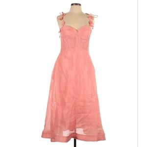 ZIMMERMANN Wonderland Midi Corset Dress in dusty pink size 0